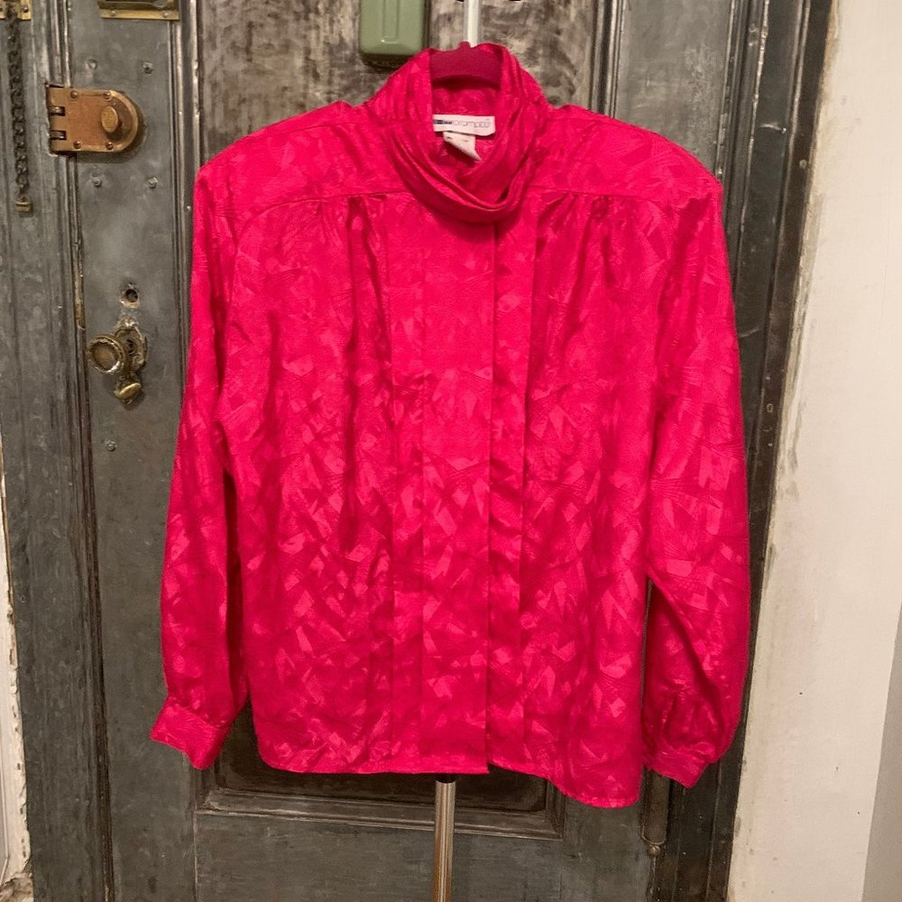 Vintage Plus Size 16 80s 90s Impromptu bold jewel tone magenta mock neck…